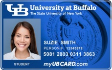 Picture of a University at Buffalo ID card (UB Card). 