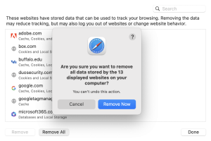 Screenshot of how to clear your cache on Safari for Mac. 