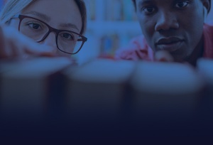 Students browse books. 
