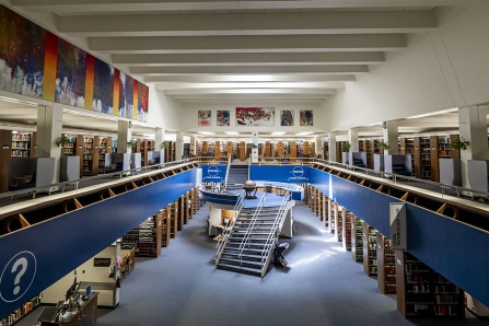View inside the Charles B. Sears Library. 