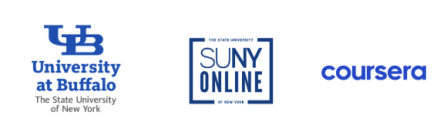 University at Buffalo, SUNY Online, and Coursera logos. 