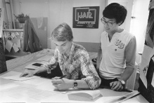 Students in the Student Association office, circa 1980s. 