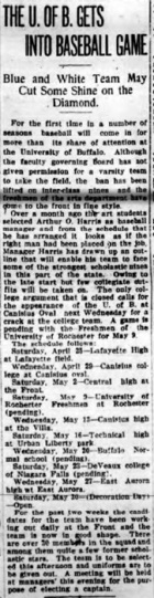 THE U. OF B. GETS INTO BASEBALL GAME. 
