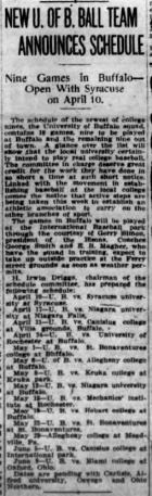 UB baseball 1915 article. 