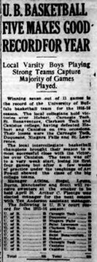 U.B. Basketball Five Makes Good Record for Year.