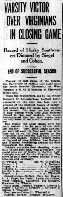 Varsity Victor Over Virginians in Closing Game article.