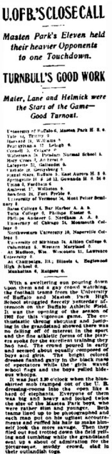 U. OF B.’S CLOSE CALL. 