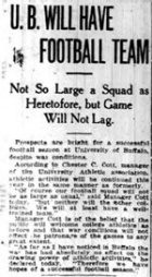 U. B. WILL HAVE FOOTBALL TEAM. 