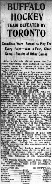 Buffalo Hockey Team Defeated by Toronto. 