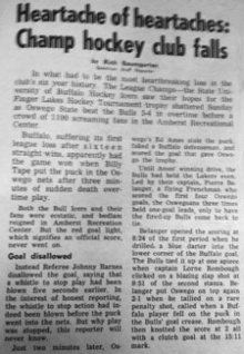 Heartache of heartaches: Champ hockey club falls. 