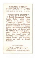 Back of Doctor's Orders card. 