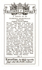 Back of Florence Nightingale card. 