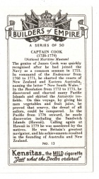 Back of Captain Cook card. 