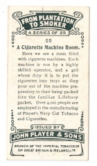 Back of A Cigarette Machine Room Player's Cigarettes card. 