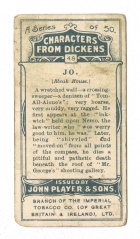 Back of Bleak House Player's Cigarettes card. 