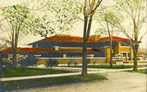 Photo of a painting from the University Archives. 