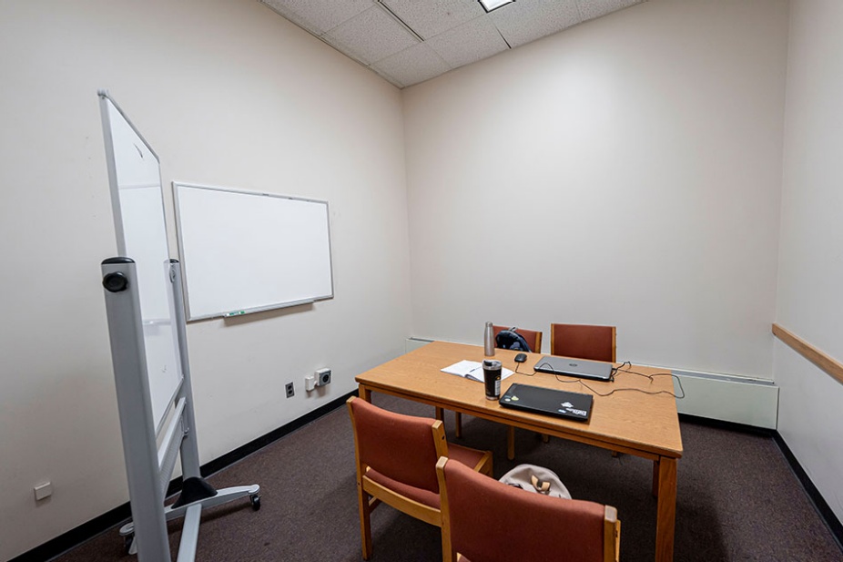 Photo of the Abbott Library second floor group study rooms. 
