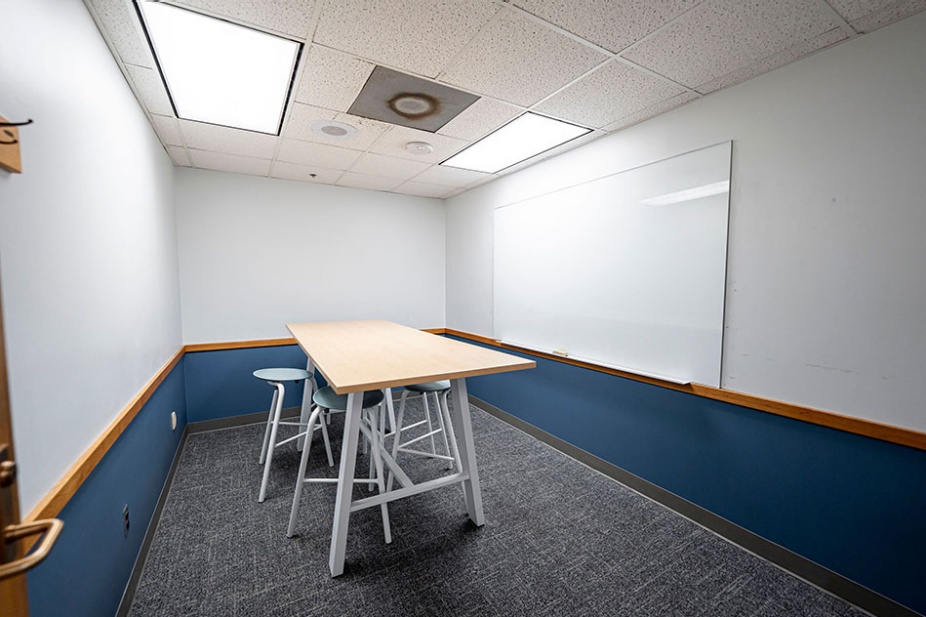Photo of the Abbott Library basement group study rooms. 