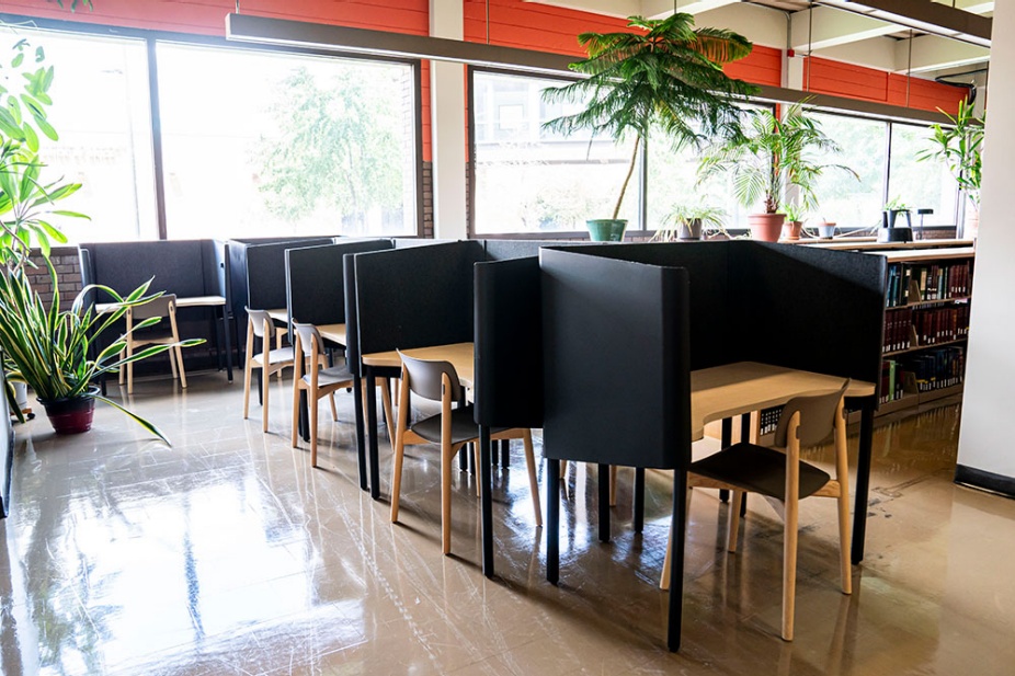 First floor individual study seating in Lockwood Library. 