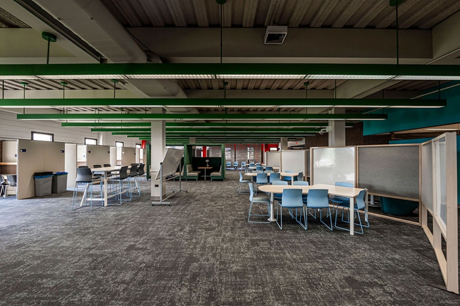 Photo of the Lockwood Library third floor study area. 