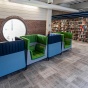 Picture of the Lockwood Library 4th floor comfortable seating options. 