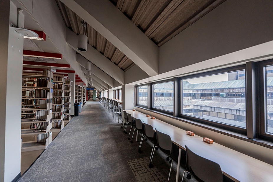 Photo of the Lockwood Library fifth floor study area. 