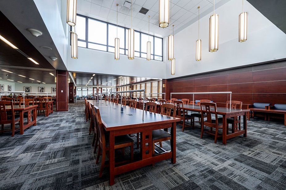 Photo of the Silverman Library Grand Reading Room. 