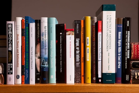 Picture of books on a shelf. 