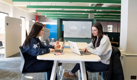 Photo of students studying in Lockwood Memorial Library. 