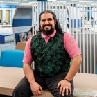 Niko at the Silverman Welcome Desk. 