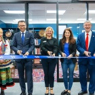 From left to right: Katherine Pietras, Consul General of the Republic of Poland in New York Mateusz Sakowicz, Polish Room curator Rose Orcutt, Head of the Arts, Humanities, and Social Sciences Team Laura Taddeo, and Polish Arts Club of Buffalo President Robert Fronckowiak. 