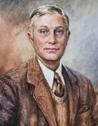 Charles Abbott headshot, painted. 