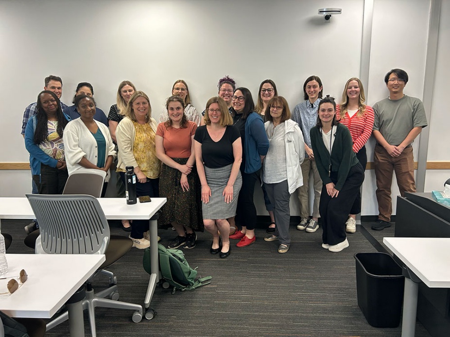 Gorup of UB Librarians pose for a photo at the evidence synthesis training workshop hosted by the UB Libraries. 