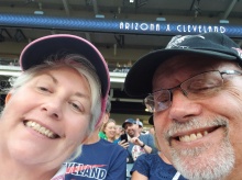 Susan and her husband at a Cleveland Guardians baseball game in August 2022. 