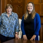 Michelle Zafron (left) standing next to Jocelyn Swick-Jemison (right). 